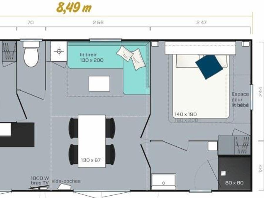 Mobilhome 4 personnes - LE RIVIERA CLIMATISE 2 chambres 6