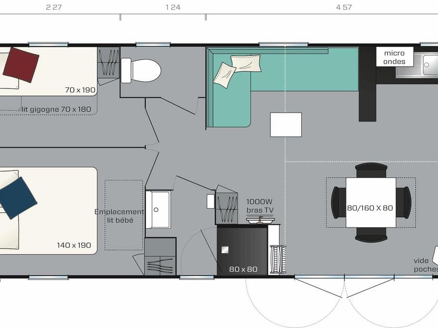 Mobilhome 8 personnes - LE TRIBU CLIMATISE 4 chambres 7
