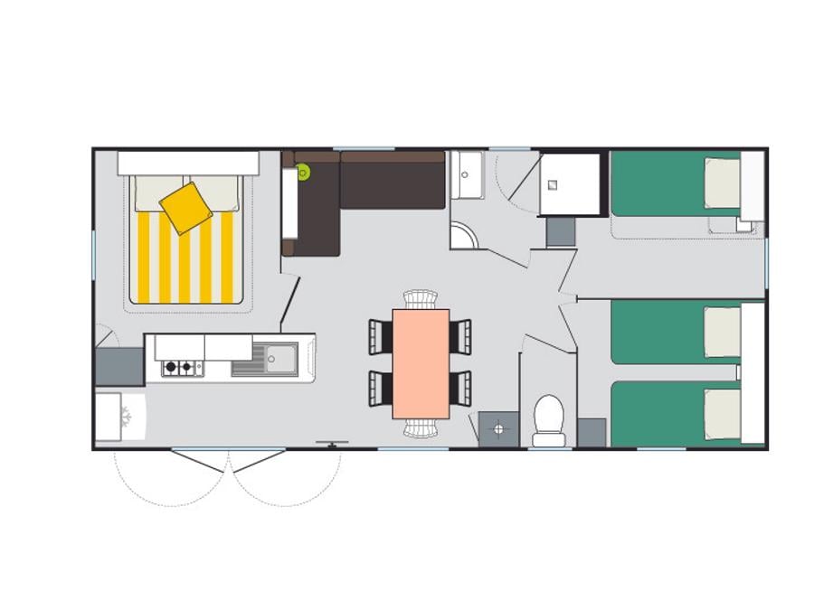 Mobilhome 6 personnes - LE RIVIERA CLIMATISE 3 chambres 10