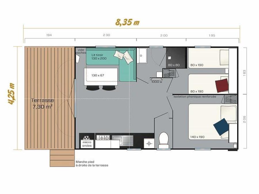 Mobilhome 4 personnes - LE SAFARI CLIMATISE 2 chambres 3