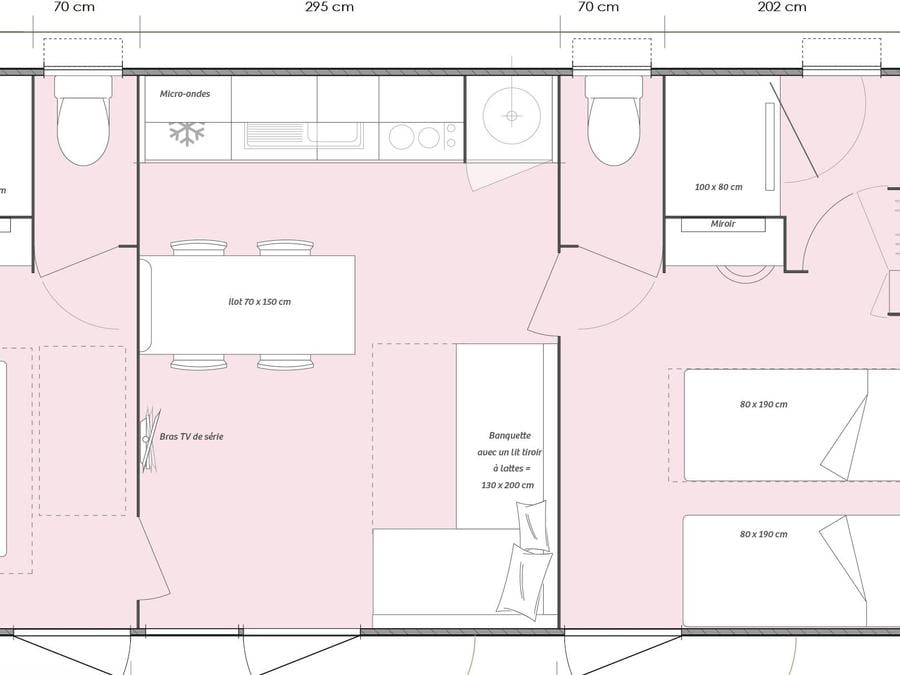Mobilhome 4 personnes - MH2 PRIVILEGE PREMIUM (TV + CLIM) 8