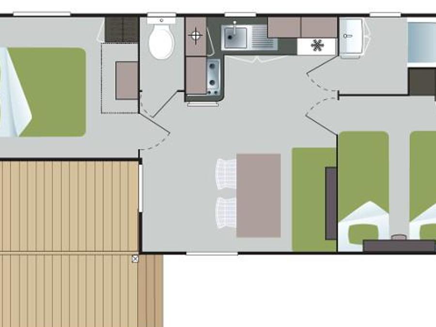 Mobilhome 4 personnes - Mobil-Home Confort 25m² Loggia - 2 chambres + Terrasse couverte 4 pers 8