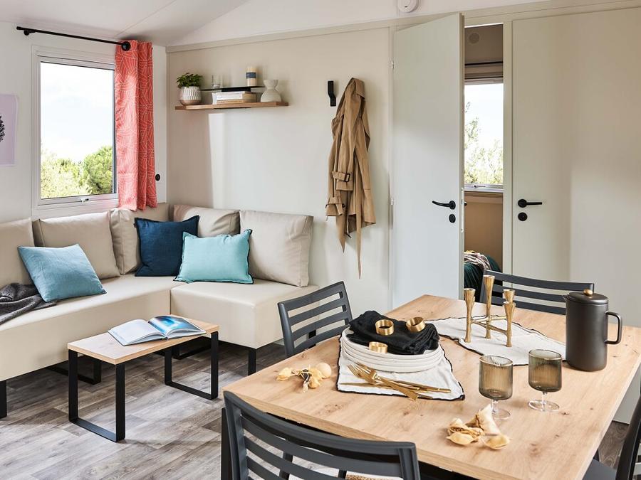 Mobilhome 4 personnes - Mobil-Home Premium 29m² Bahia - 2 chambres + terrasse couverte + LV + TV + CLIM 4 pers 1