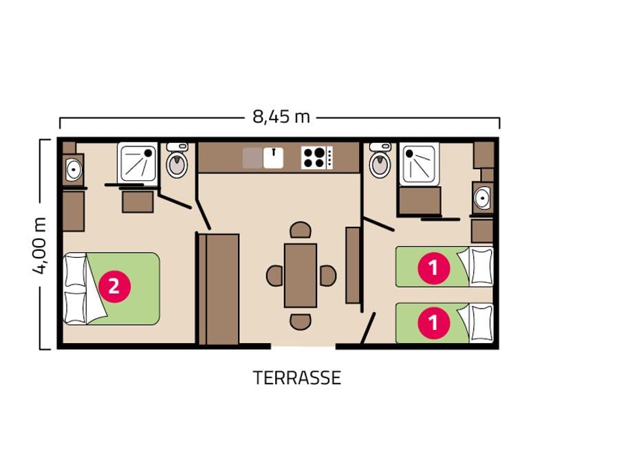 Mobilhome 4 personnes - Clim Suite Duo 4 personnes 4