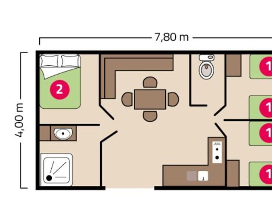 Mobilhome 6 personnes - Mobil-home Famille Éco 6 personnes 3