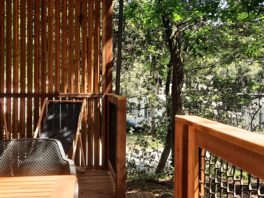 Chalet 2 personnes - Bois Premium 16m² - 1 chambre + terrasse couverte 8m² + TV + CLIM 7