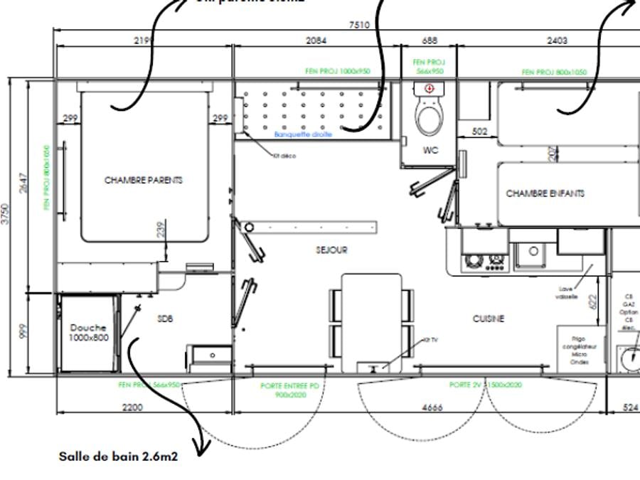 Mobilhome 4 personnes - NEW // Homeflower Premium CLIM 29m² (2 chambres) + terrasse semi-couverte + TV + draps + serviettes 4 pers. 8