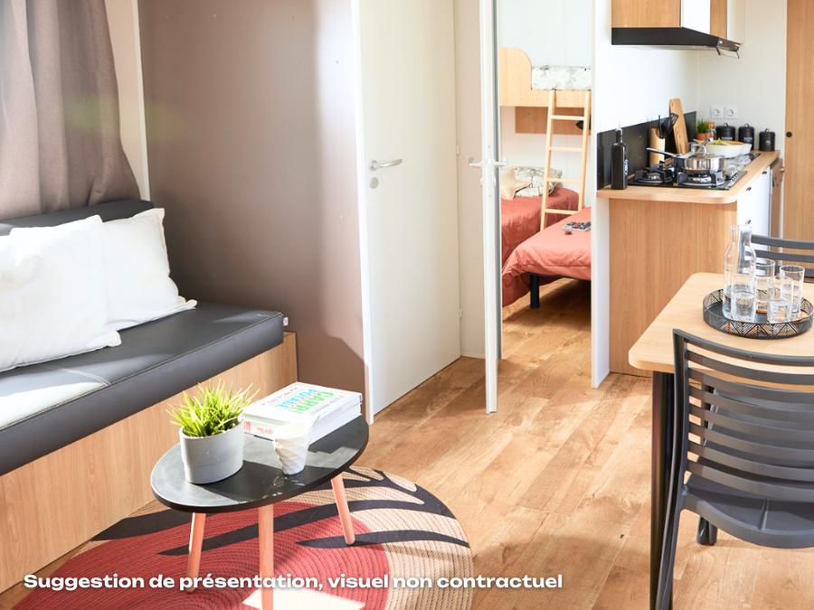 Mobilhome 4 personnes - NEW // Homeflower Premium CLIM 29m² (2 chambres) + terrasse semi-couverte + TV + draps + serviettes 4 pers. 5