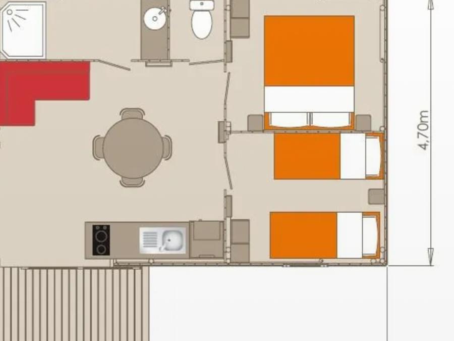 Chalet 5 personnes - Confort Sarlat - 2 chambres - terrasse non couverte 5