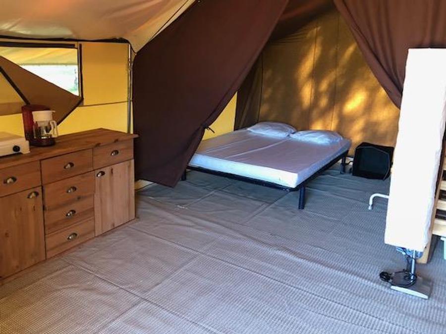 Tente en toile et en bois 5 personnes - Tente Lodge - sans sanitaires, sans chauffage - 2 chambres 3