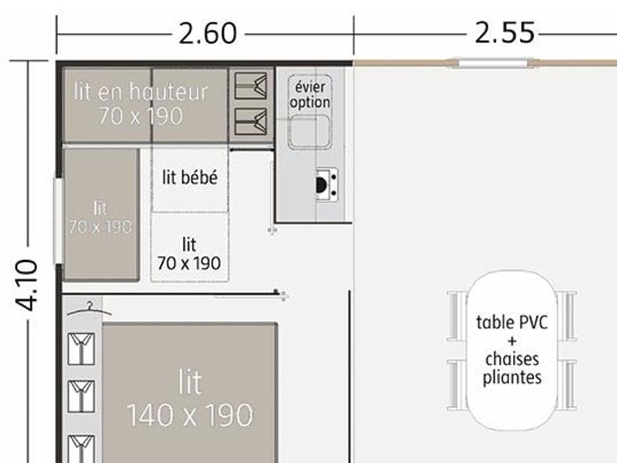 Chalet 5 personnes - Cottage Martel - 2 chambres - sans sanitaires, sans chauffage - terrasse non couverte 6