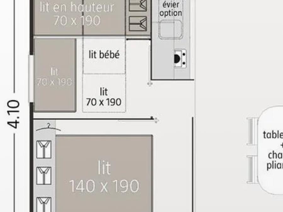 Chalet 5 personnes - Cottage Martel - 2 chambres - sans sanitaires, sans chauffage - terrasse non couverte 5