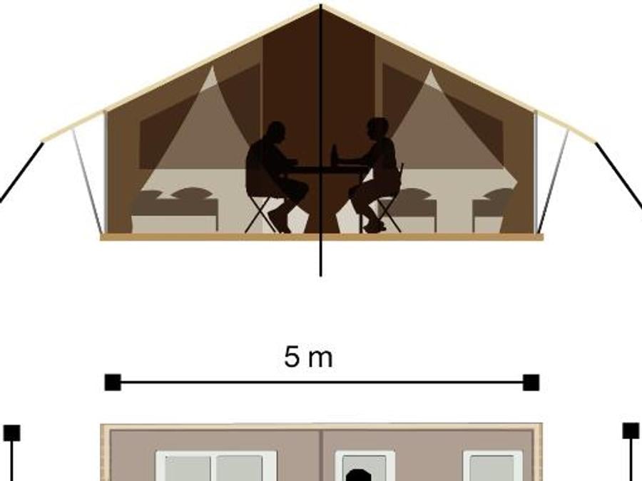 Tente en toile et en bois 4 personnes - Tente Lodge - sans sanitaires, sans chauffage - 2 chambres 5