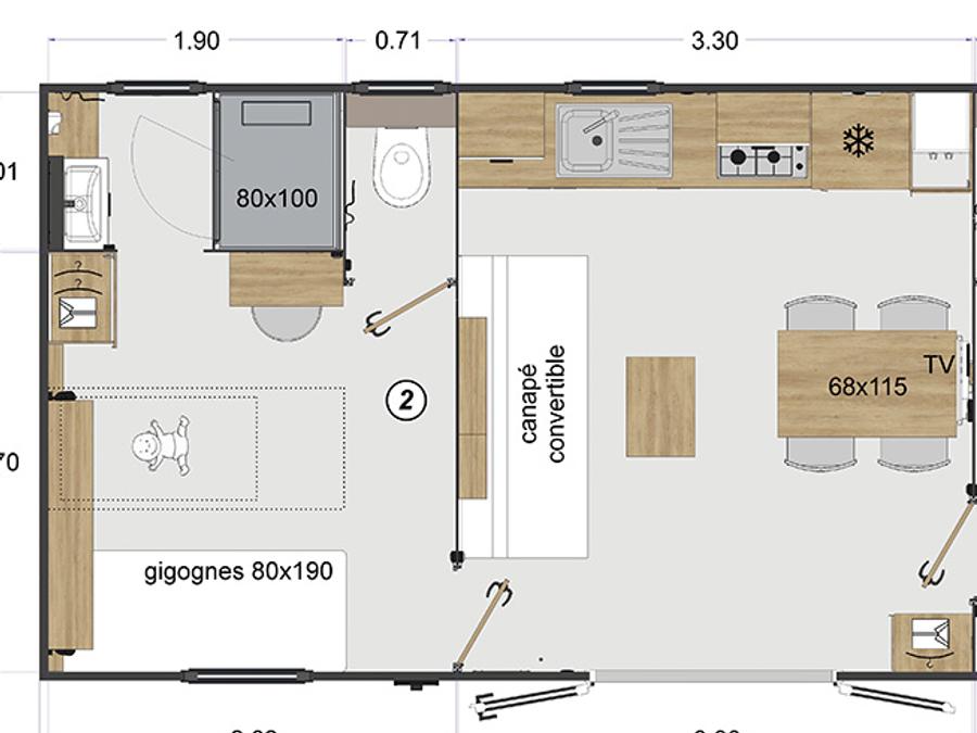 Mobilhome 6 personnes - Premium Lacave - 2 ch - TV - clim - LV - 2 SDB 6