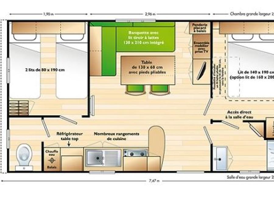 Mobilhome 4 personnes - Olivier 2 chambres 8