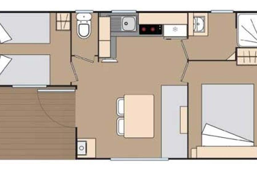 Mobilhome 4 personnes - MALIN 20m² - 2 chambres - climatisation - terrasse 10