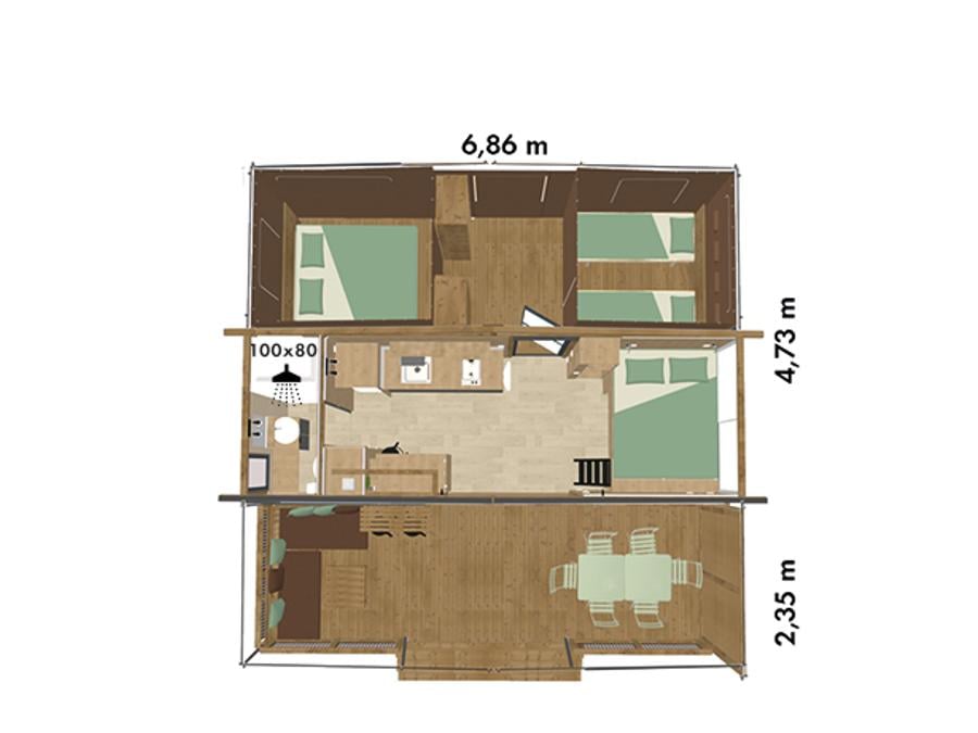 Tente en toile et en bois 6 personnes - Chalet Toilé Prémium 10