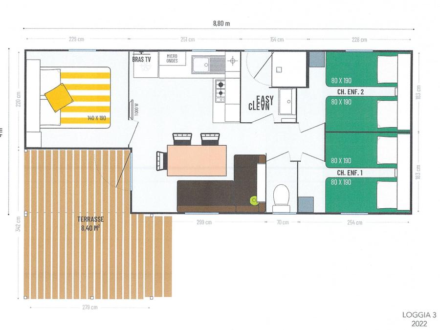Mobilhome 6 personnes - 3 chambres Gamme PREMIUM Climatisé 1