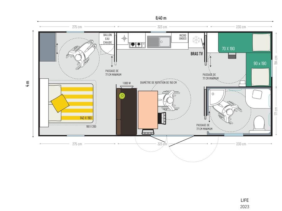 Mobilhome 4 personnes - 2 chambres -ACCESS-PREMIUM 1