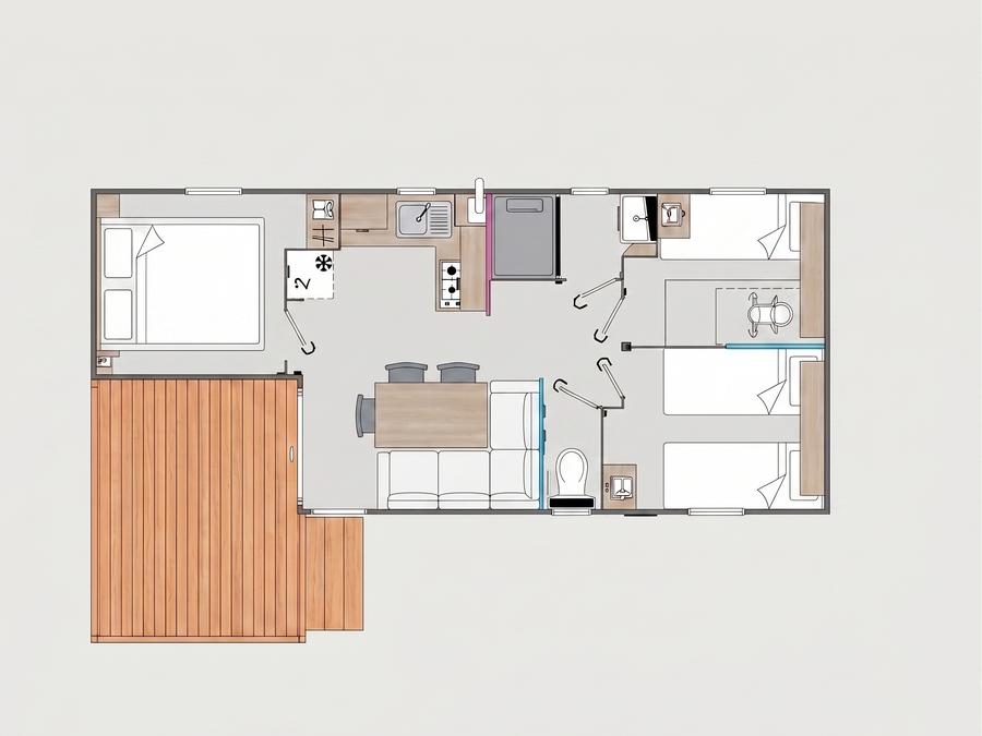 Mobilhome 6 personnes - CONFORT - 3 chambres - TV - CLIM - LV 6
