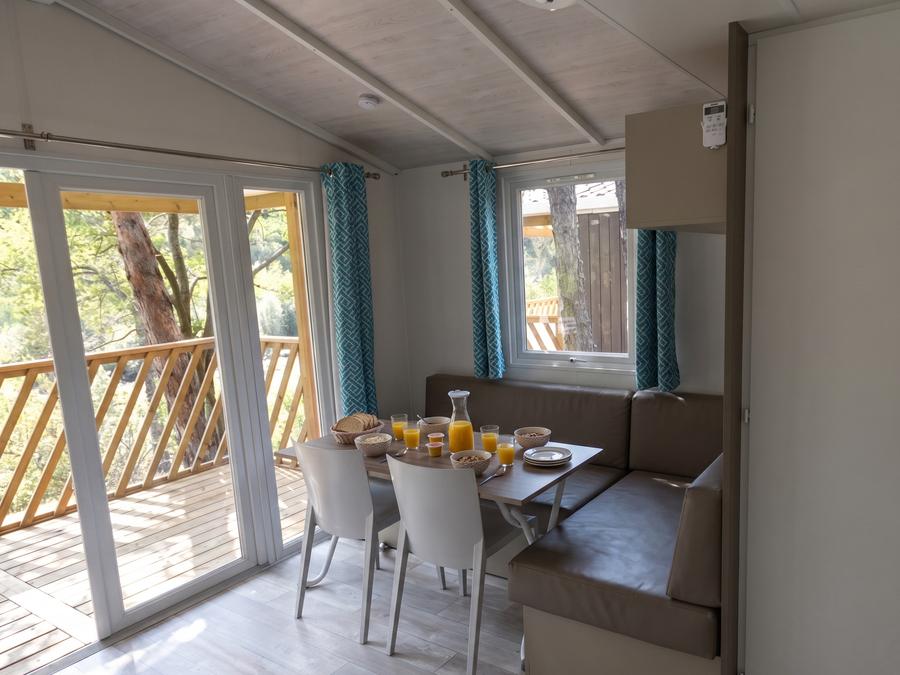 Mobilhome 6 personnes - LOGGIA BAY vue rivière - 2 chambres - TV - CLIM - LV 1