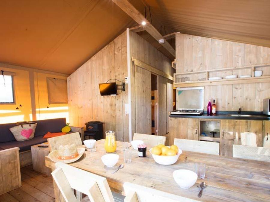 Tente en toile et en bois 8 personnes - ECOLUXE - 3 chambres 1