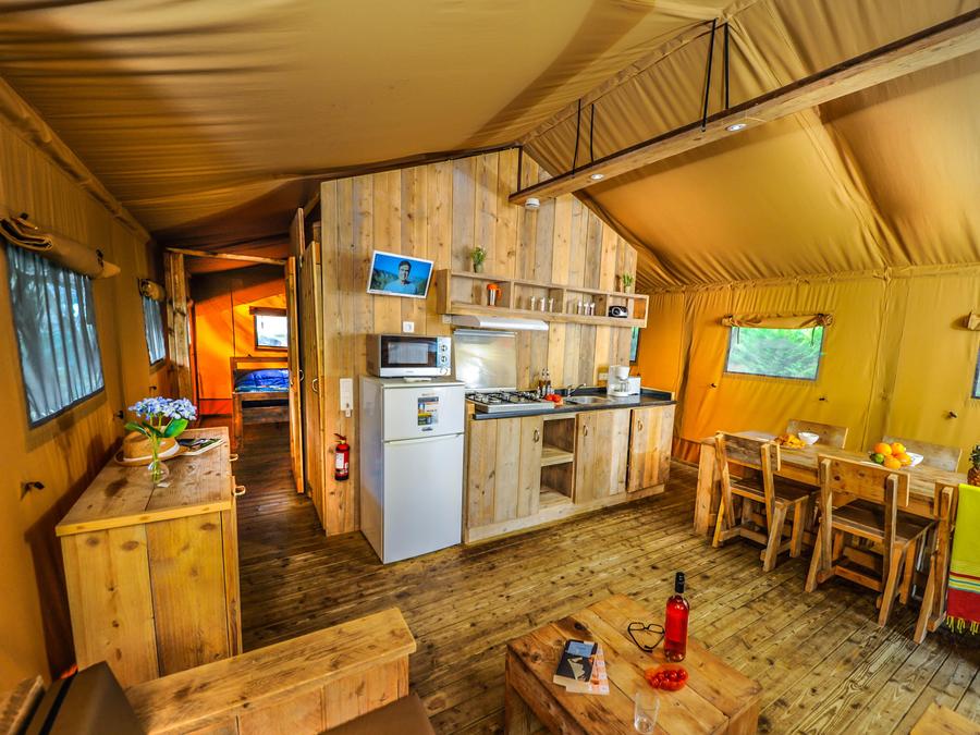 Tente en toile et en bois 5 personnes - ECOLUXE - 2 chambres 1