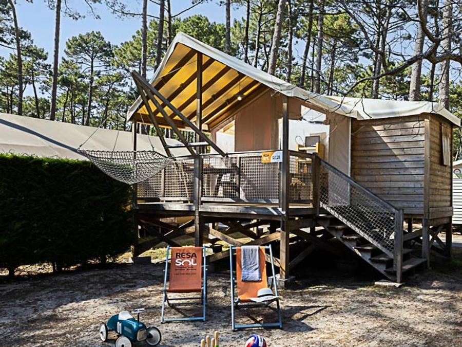 Tente en toile et en bois 5 personnes - CABANE sur pilotis 5