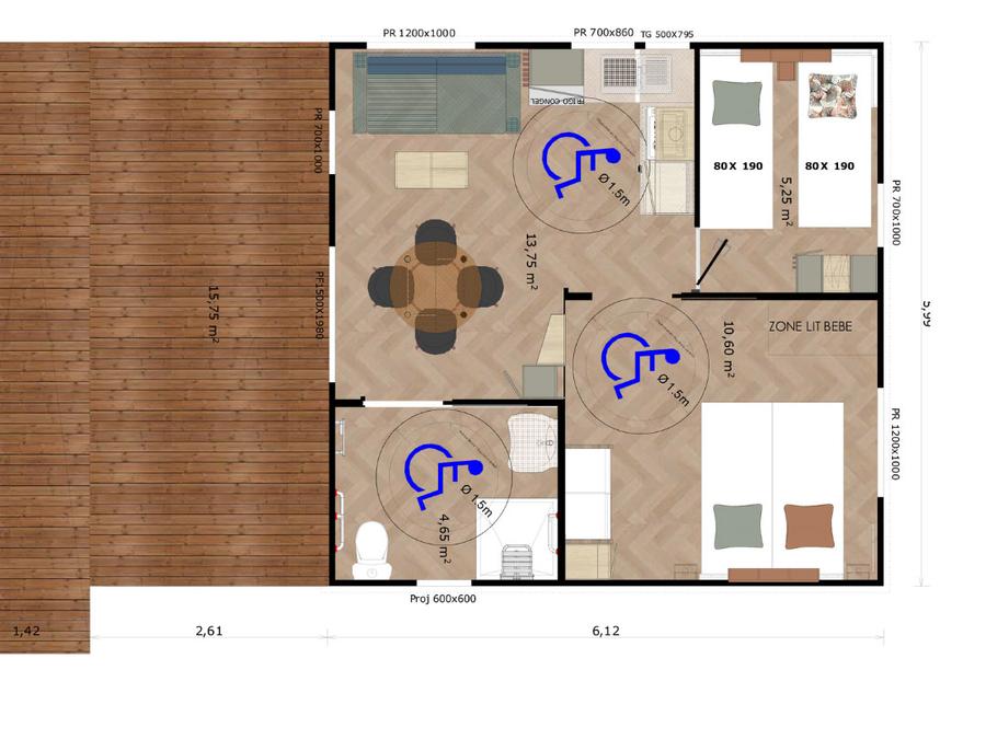Chalet 4 personnes - Cottage Titan PMR 7