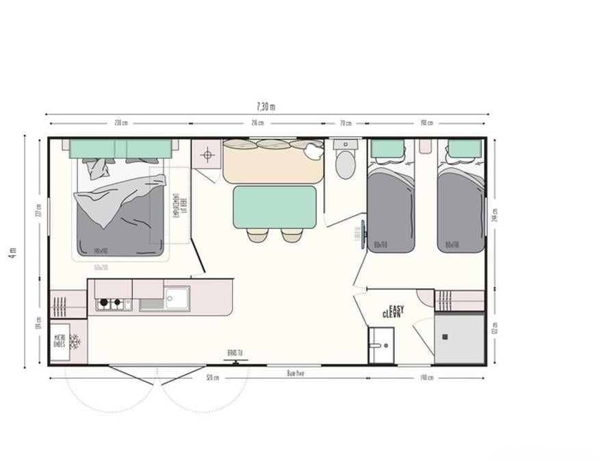 Mobilhome 4 personnes - Ciela Confort Compact - 2 chambres 8