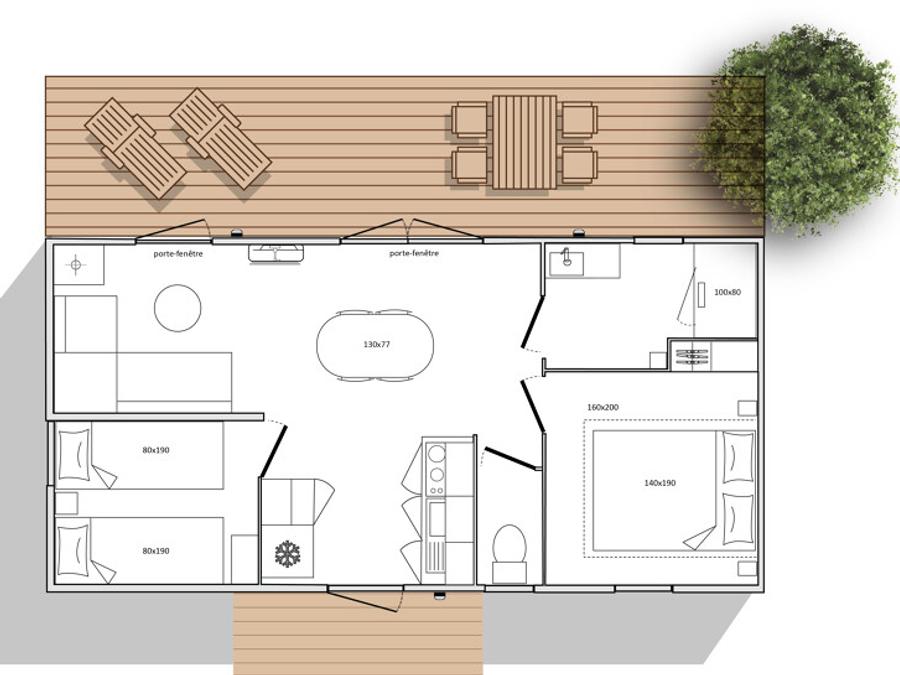 Mobilhome 5 personnes - Ciela Privilège - 2 chambres 4