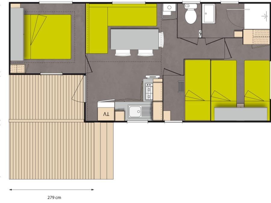 Mobilhome 6 personnes - Confort 35m² 3 chambres 5