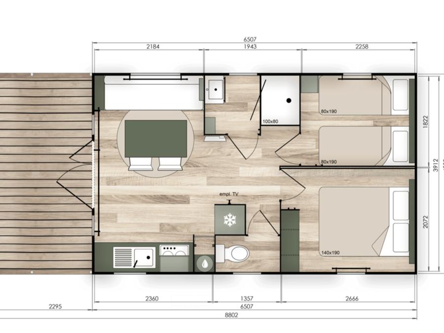 Mobilhome 4 personnes - Premium Bord de Seine - 194 - 2 chambres 5
