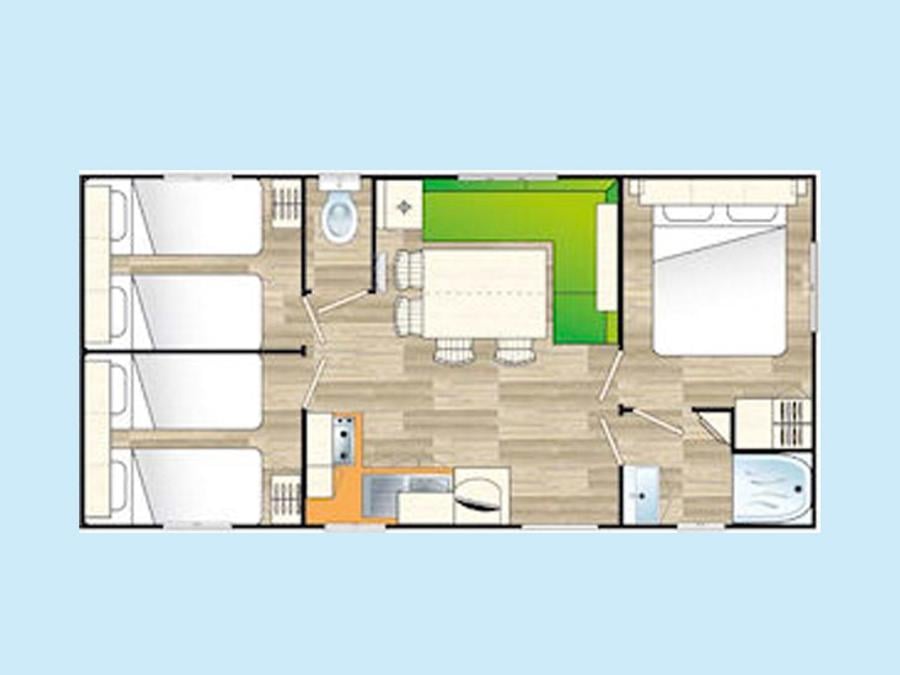 Mobilhome 5 personnes - 29.70m² - 3 chambres - avec TV 7