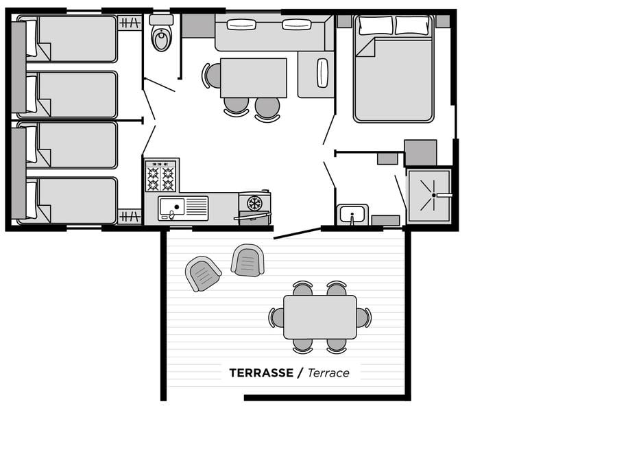 Mobilhome 6 personnes - COTTAGE - 3 Chambres - TV - CLIM - LV 10
