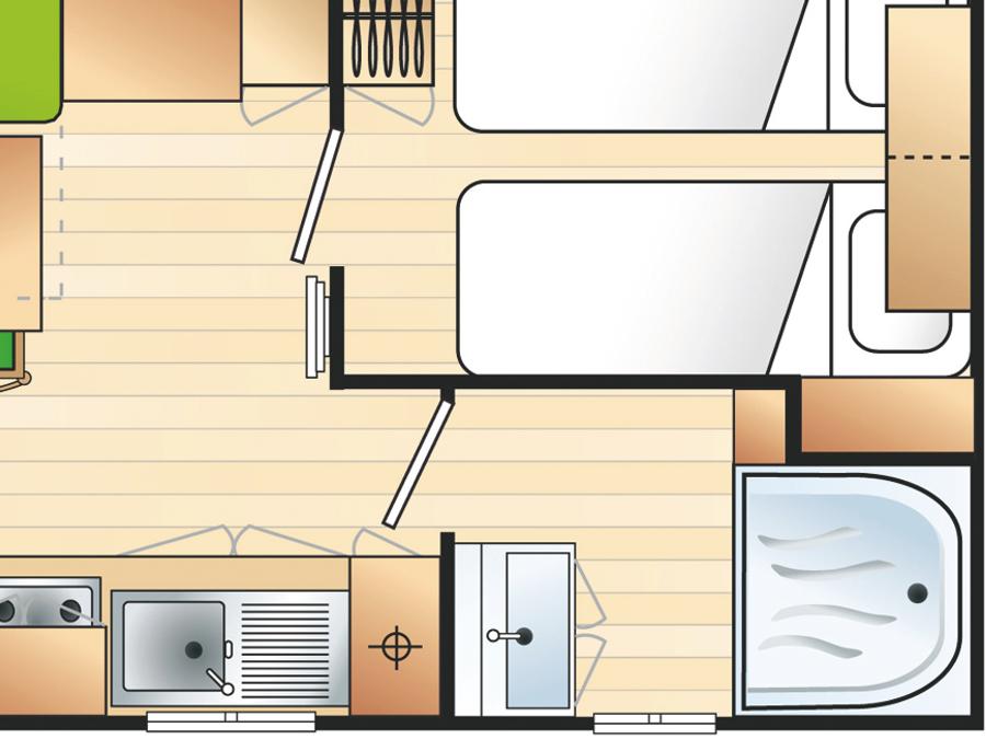 Mobilhome 4 personnes - RESIDENTIEL - 2 chambres 1