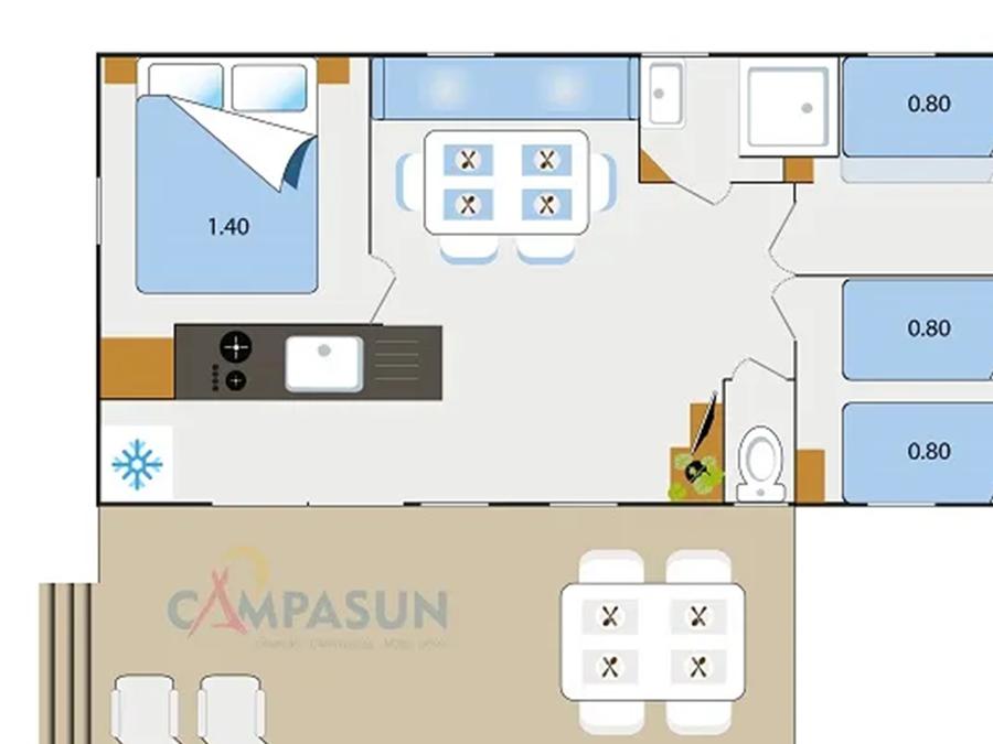Mobilhome 6 personnes - Provence - 32m² - 3 chambres 1