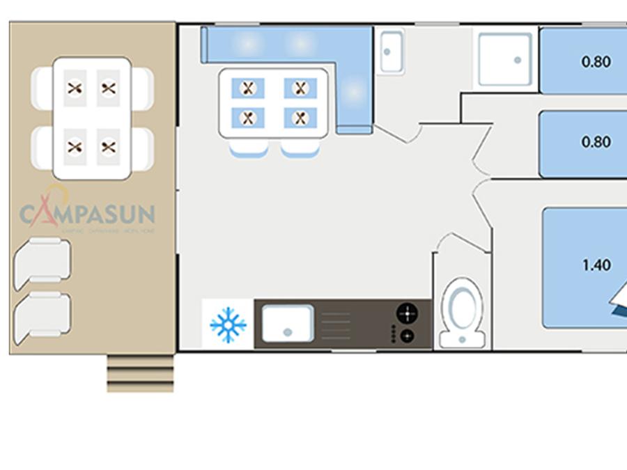 Mobilhome 4 personnes - Panoramique - 24m² - 2 chambres 8