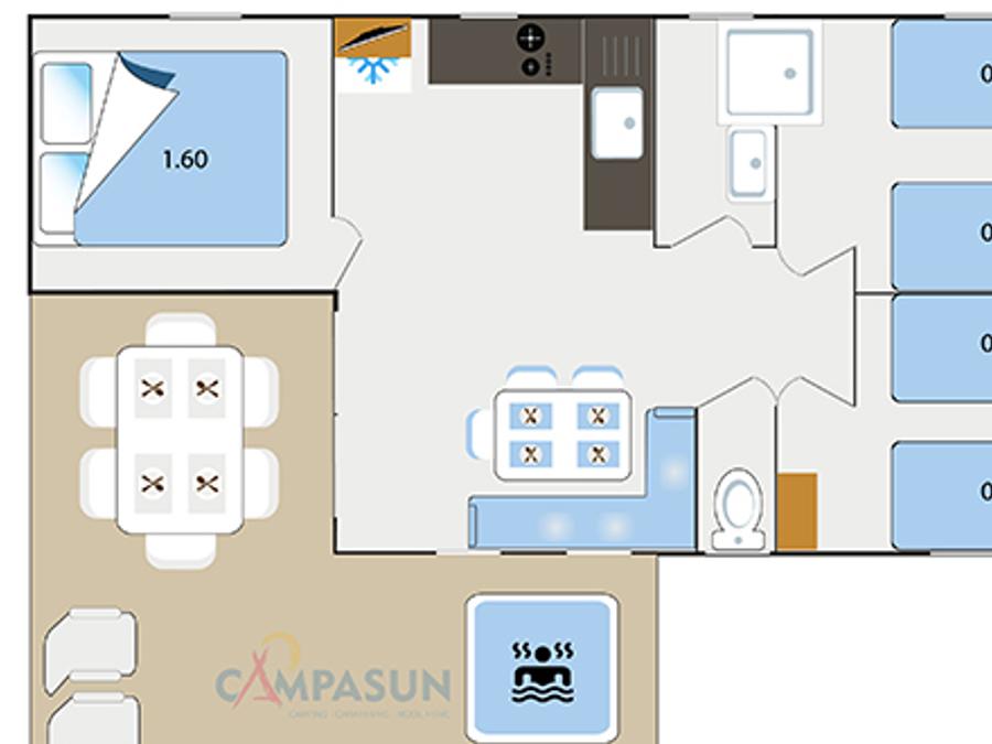 Mobilhome 6 personnes - Vaucluse - 28m² - 3 chambres + Jacuzzi 7