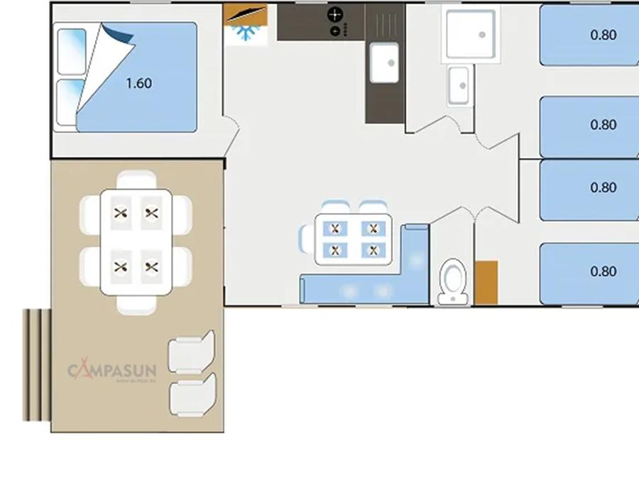 Mobilhome 6 personnes - Lavande - 28m² - 3 chambres 6