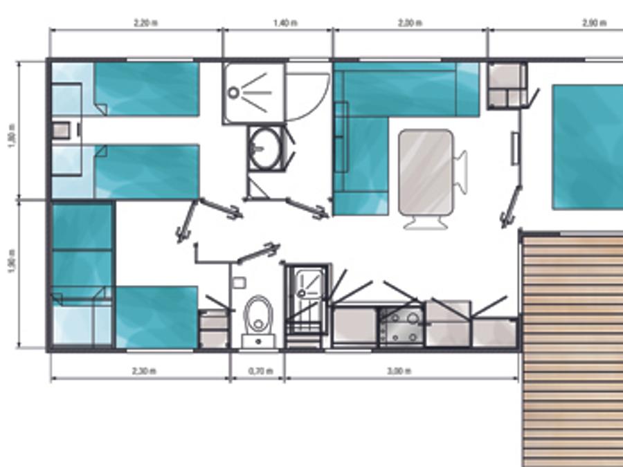 Mobilhome 6 personnes - DECLICK avec terrasse semi-couverte 8