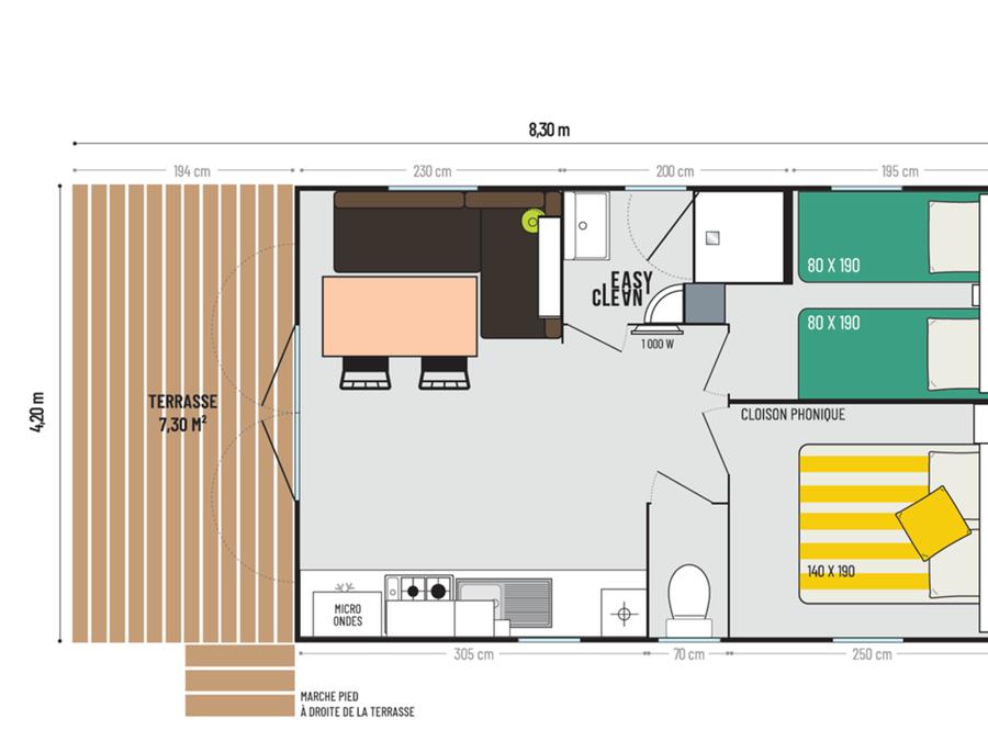 Mobilhome 4 personnes - LOGGIA BAY 2 chambres 7