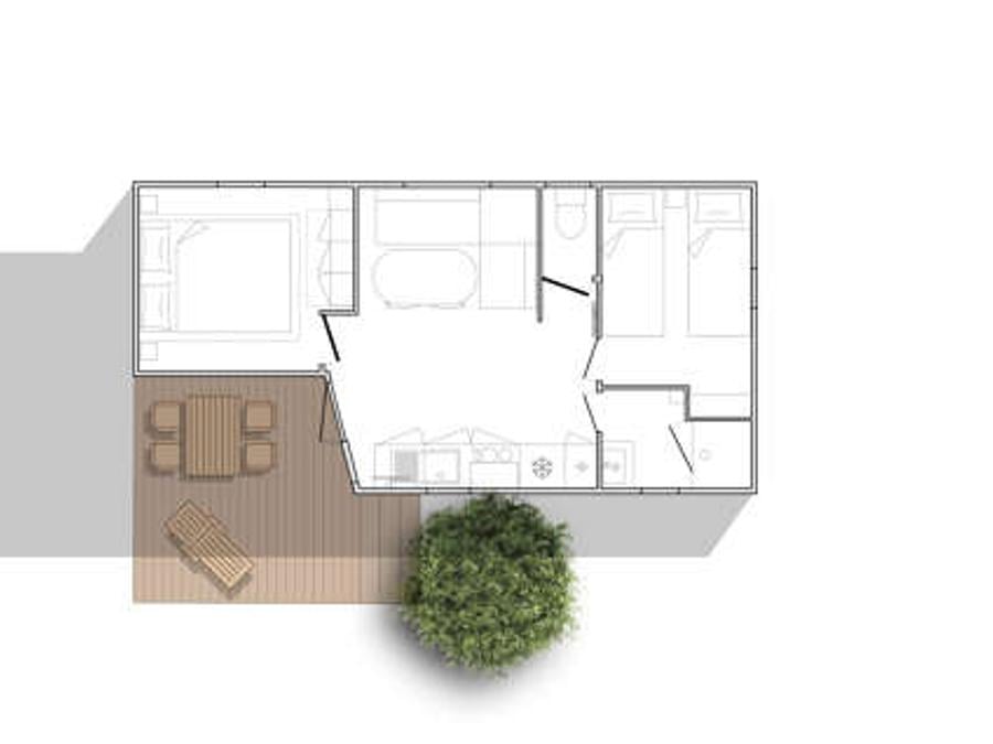 Mobilhome 4 personnes - JUNGLE 2 chambres 3