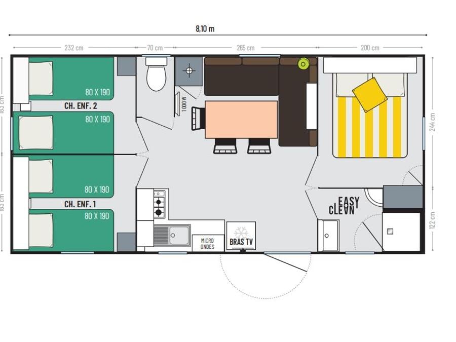 Mobilhome 7 personnes - Mobil-home Pinède Mercredi/Mercredi 6/7 pers 1