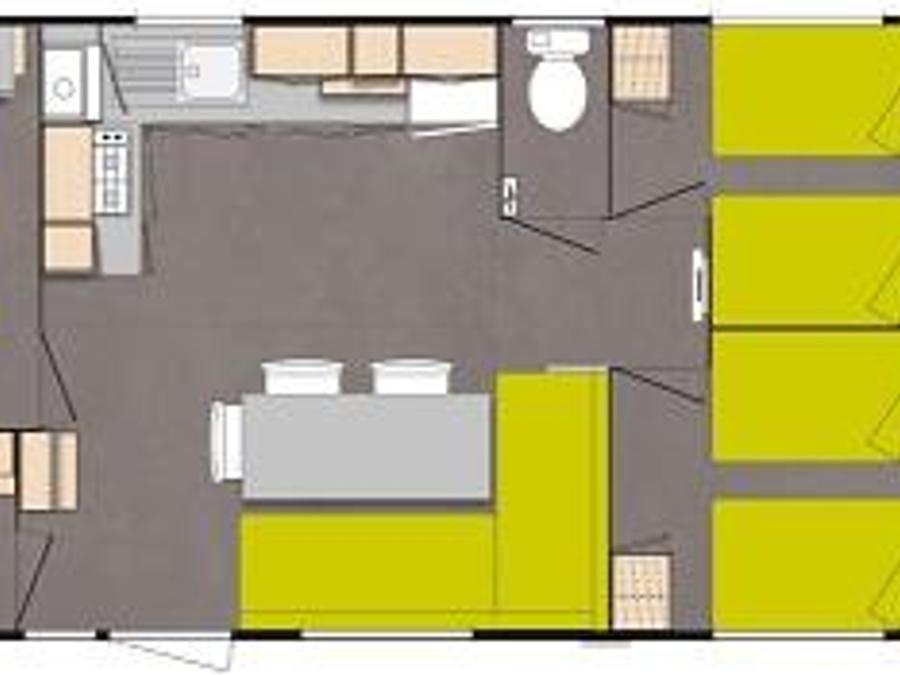 Mobilhome 6 personnes - Mobil-home Forêt 34.5m² (3 chambres) (+ de 10 ans) + Terrasse + TV 4/6 pers 8