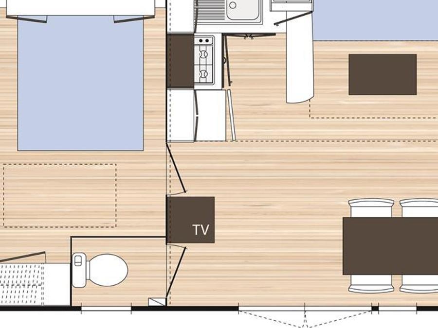 Mobilhome 5 personnes - Mobil-home Evasion 28.5m² (2 chambres) (- de 9 ans) + TV + Terrasse 4/5 pers 9