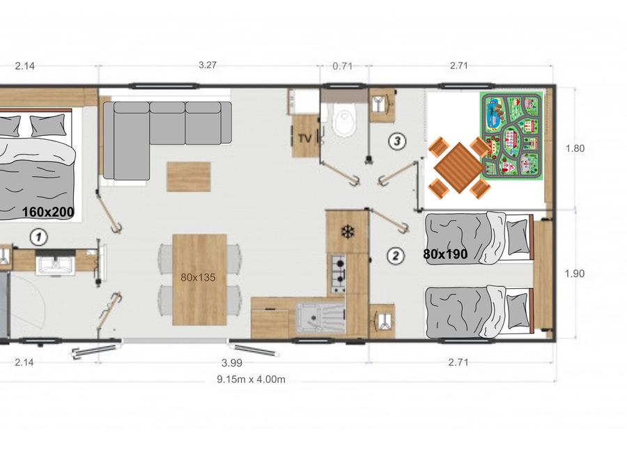 Mobilhome 4 personnes - Mobil-home Premium 2ch. avec spa (33m²) 4 pers 8