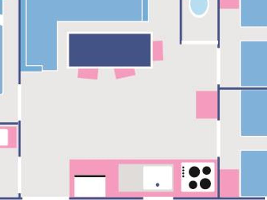 Mobilhome 6 personnes - Cottage Séquanie - 32m² - 3 chambres pour les grandes familles 4