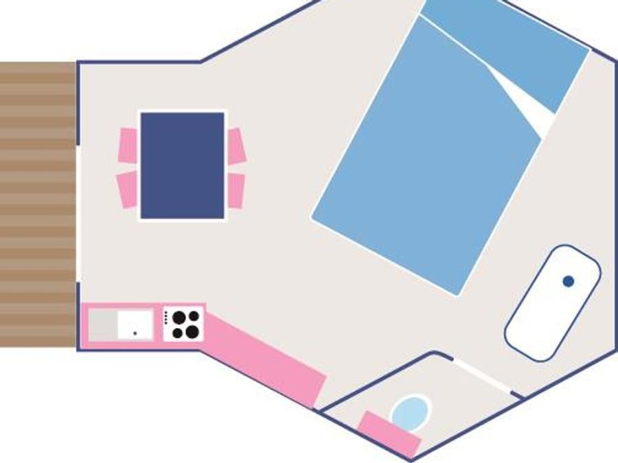 Hébergement 2 personnes - Lodge Venezia - 18m² - Baroque, romantique avec sa baignoire à l'ancienne et petit déjeuner compris. 6
