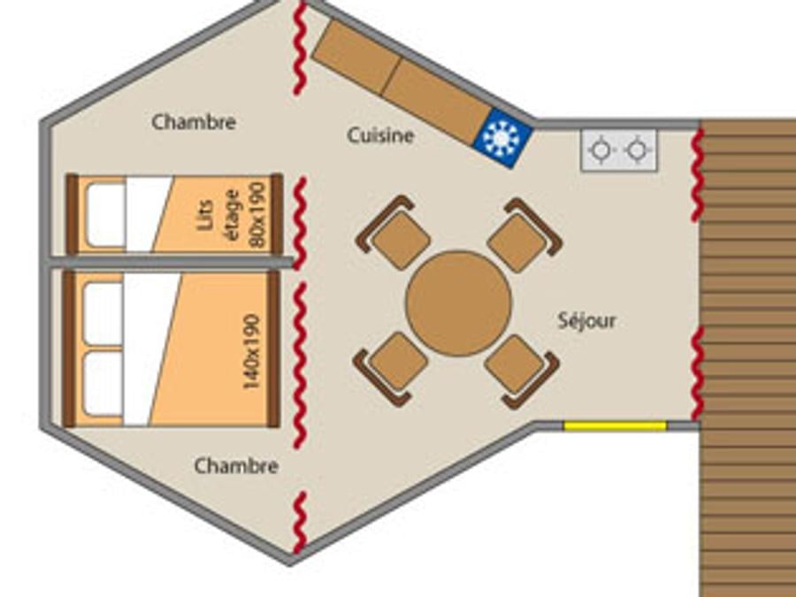 Unique 4 personnes - 2 chambres sans sanitaires 5